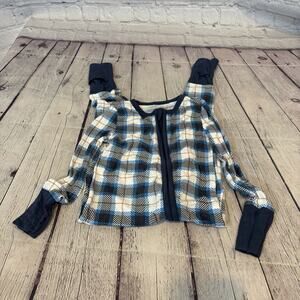 Angel Dear Blue Plaid Bamboo Zippie Romper